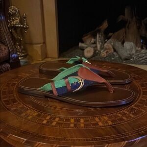 Ralph Lauren Stylish Green and Brown Sandals